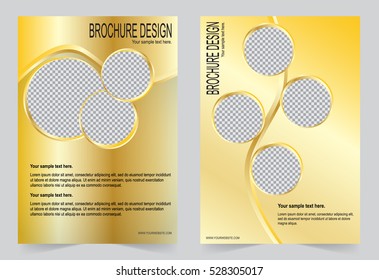 Brochure template, Flyer design gold color template