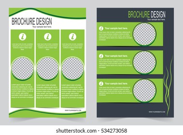 Brochure template, Flyer design green and dark gray color template