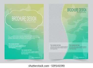 Brochure template, Flyer design green and yellow color grunge texture template