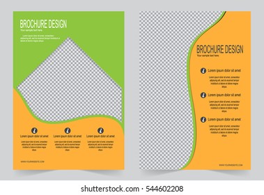 Brochure template, Flyer design green and orange color template