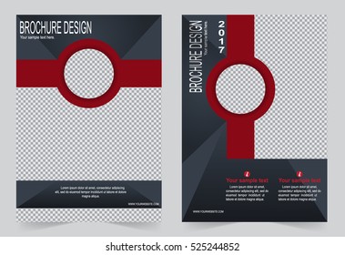 Brochure template, Flyer design grey and red color template