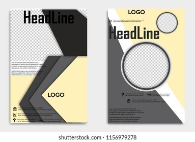 Brochure template flyer design vector background include circle shadow with place for photo