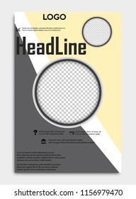 Brochure template flyer design vector background include circle shadow with place for photo