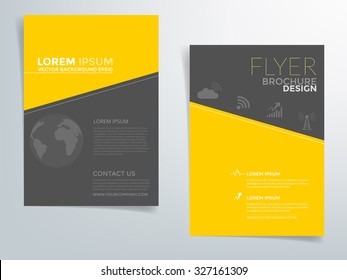 Brochure template flyer design vector background with black and yellow element with space for text and message in A4 size