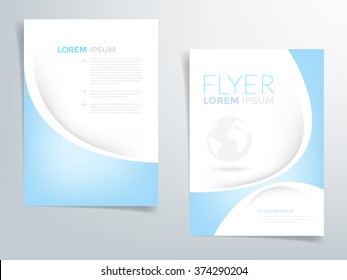 Brochure template flyer design vector background with blue and white paper element with white space for text and message in A4 size