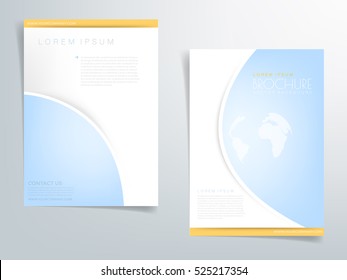 Brochure template flyer header design. blue circle element with white space for add text and message artwork design