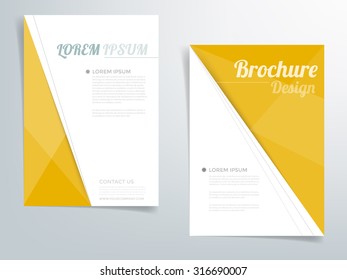 Brochure template flyer headline design background with yellow and white element line and concept with space for article text design in A4 size , Vector EPS10