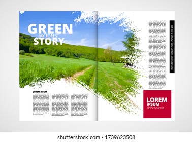 Brochure template flyer with nature landscape background