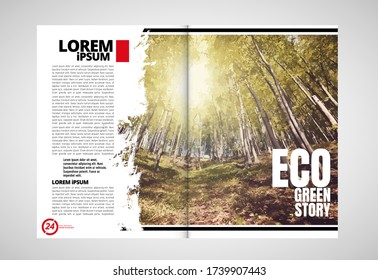 Brochure template flyer with nature landscape background