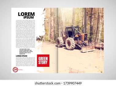 Brochure template flyer with nature landscape background