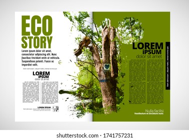 Brochure template flyer with nature landscape background