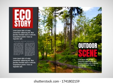 Broschürenblatt mit naturlandschaftlichem Hintergrund