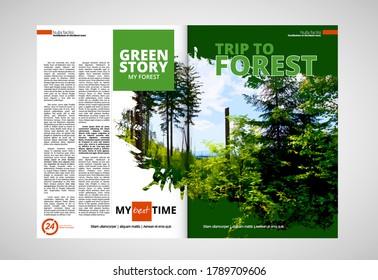 Brochure template flyer with nature landscape background