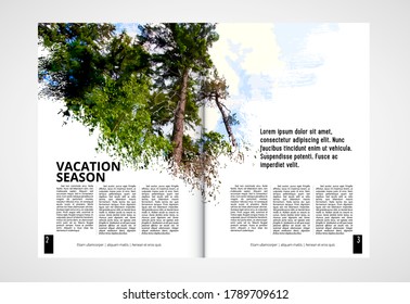 Brochure template flyer with nature landscape background