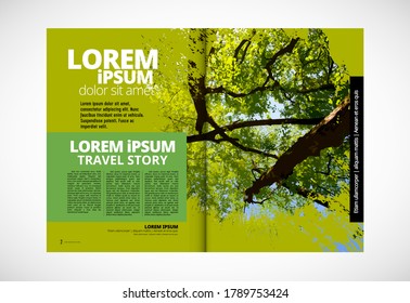 Brochure template flyer with nature landscape background