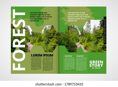 Brochure template flyer with nature landscape background