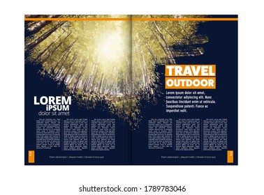 Brochure template flyer with nature landscape background