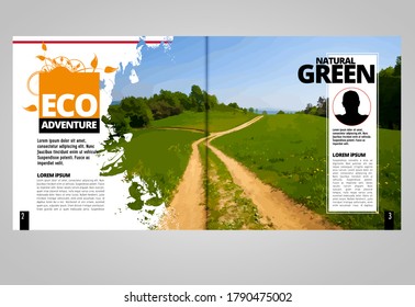 Brochure template flyer with nature landscape background