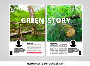 Brochure template flyer with nature landscape background
