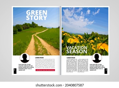 Brochure template flyer with nature landscape background