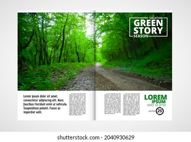 Brochure template flyer with nature landscape background