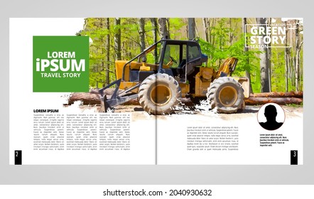 Brochure template flyer with nature landscape background