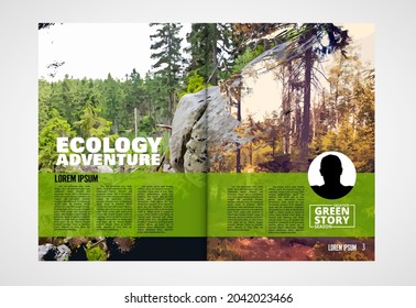 Brochure template flyer with nature landscape background