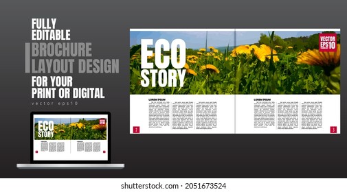 Brochure template flyer with nature landscape background