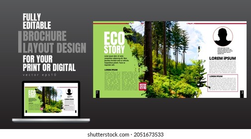 Brochure template flyer with nature landscape background