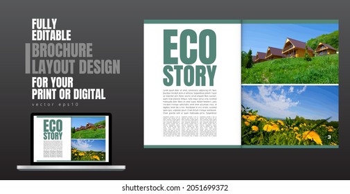 Brochure template flyer with nature landscape background