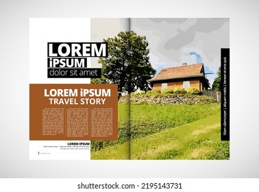 Brochure template flyer with nature landscape background