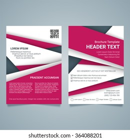 Brochure template, flyer template on a dark background. Modern poster business template. Vector illustration. Red and white creative brochure mockup in a material design style.