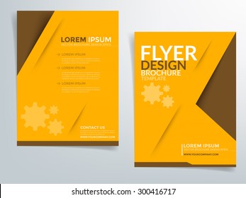 Brochure template flyer vector background design in yellow and brown paper layer angle element on space background for text and message brochure artwork design in A4 size