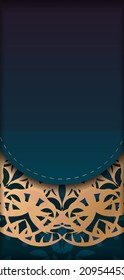Brochure template with gradient blue color with abstract gold pattern for your design.