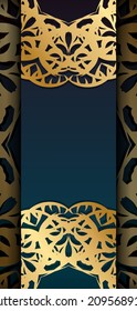 Brochure template with gradient blue color with mandala gold ornament for your congratulations.