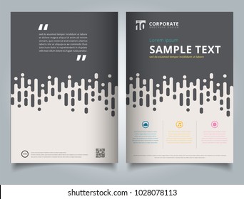 Brochure Template gray Rounded Lines Halftone Transition with icon and simple text. Business book cover design. Annual report, Magazine, Poster, Corporate Presentation, Portfolio, Flyer, Banner