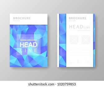 Brochure template layout with abstract polygonal background