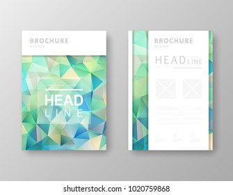Brochure template layout with abstract polygonal background