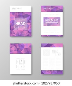 Brochure template layout with abstract polygonal background