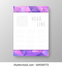 Brochure template layout with abstract polygonal background