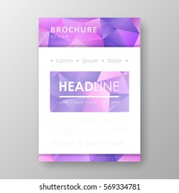 Brochure template layout with abstract polygonal background