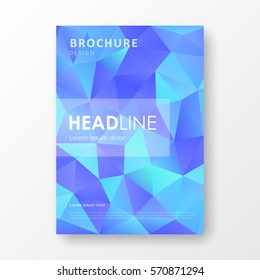 Brochure template layout with abstract polygonal background