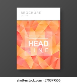 Brochure template layout with abstract polygonal background