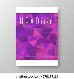 Brochure template layout with abstract polygonal background