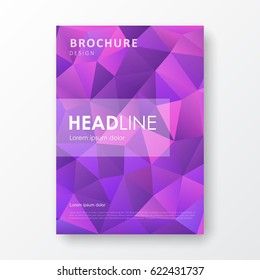 Brochure template layout with abstract polygonal background