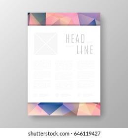 Brochure template layout with abstract polygonal background