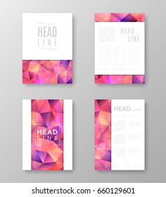 Brochure template layout with abstract polygonal background