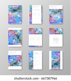 Brochure template layout with abstract polygonal background