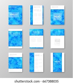Brochure template layout with abstract polygonal background