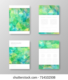 Brochure template layout with abstract polygonal background